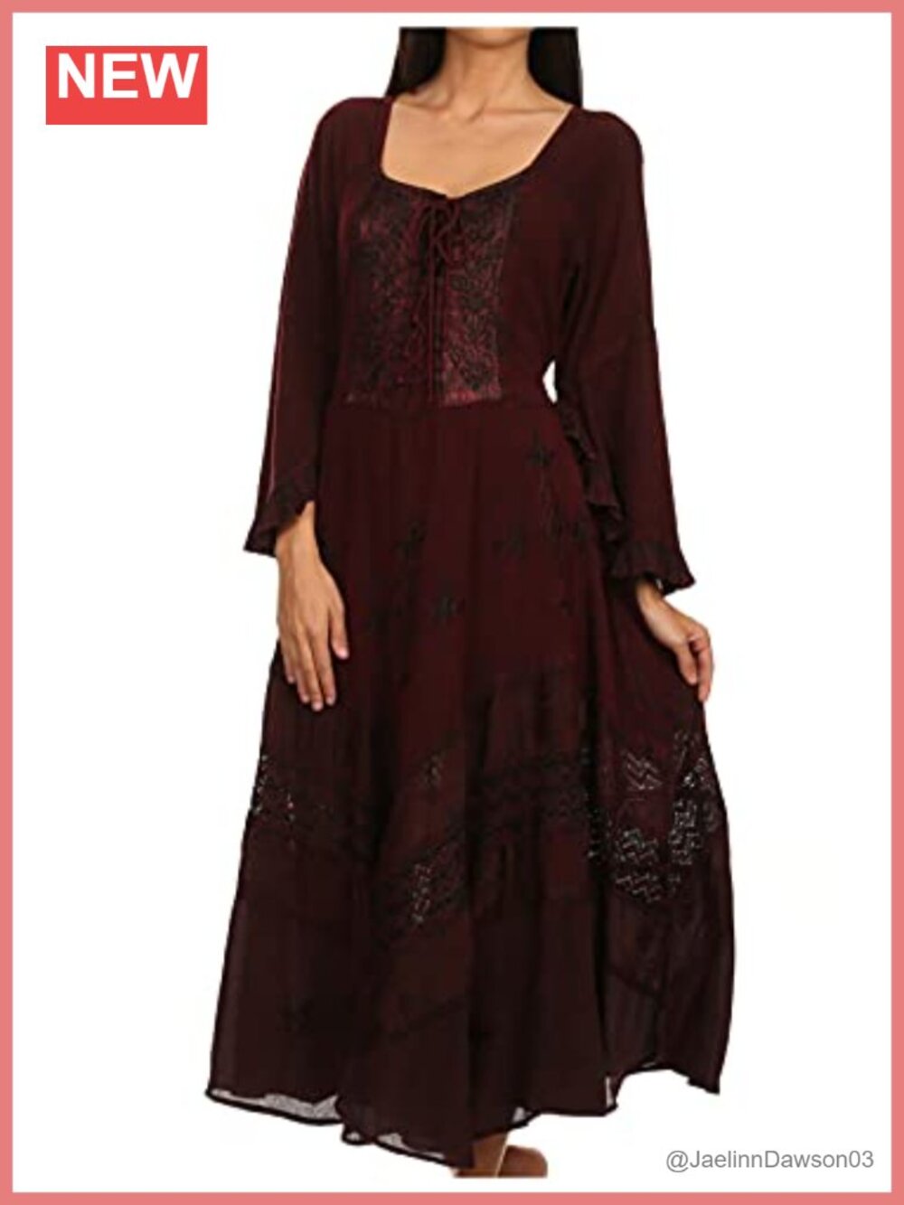 Stonewashed Rayon Corset Style Floral Embroidered Kimono Sleeve Dress